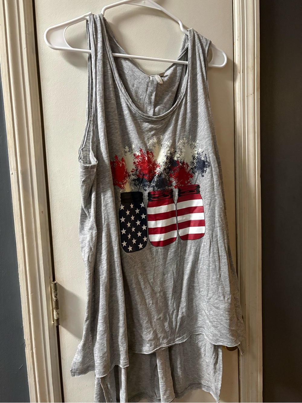 Cato Gray Tank Top with Red White and Blue Mason Jar Graphic size 18/20